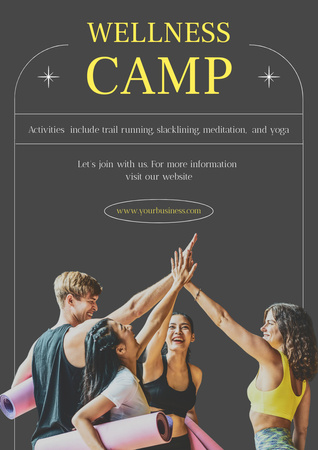 Wellness Camp Offer with Happy People Poster A3 Design Template
