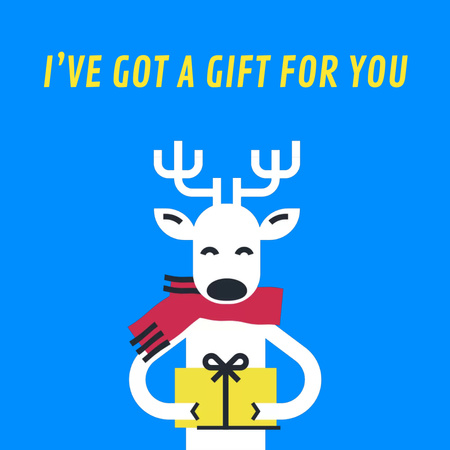 Vánoční jelen s dárkem v rukou Animated Post Šablona návrhu