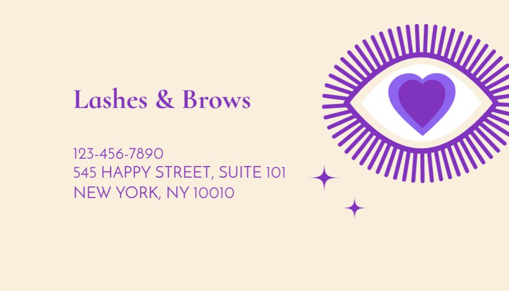 Beauty Salon Services for Brows and Lashes Business Card USデザインテンプレート