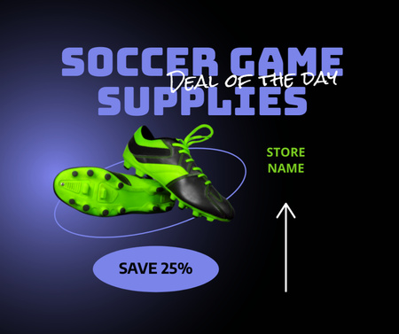 Soccer Supplies Sale Offer with Sneakers Facebook Design Template