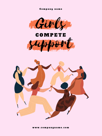 Designvorlage Girl Power Inspiration mit tanzenden Frauen für Poster US