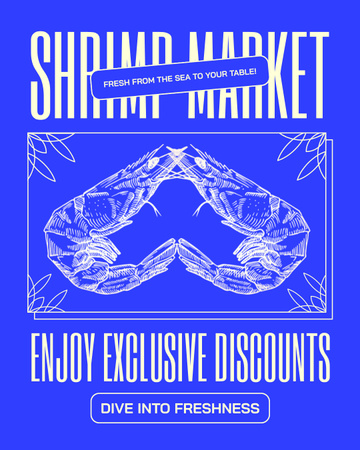 Ad of Discounts on Shrimp Market Instagram Post Vertical Design Template