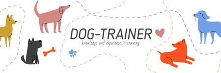 Cynologist Services Offer with Dogs Twitterデザインテンプレート