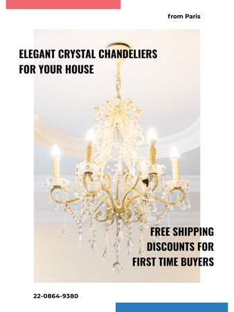 Elegant crystal Chandeliers Shop Poster US Design Template