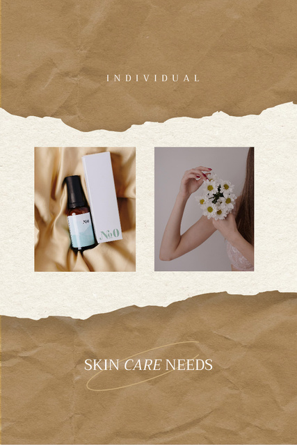 Ontwerpsjabloon van Pinterest van Skincare Ad with Cosmetic Oil Bottle