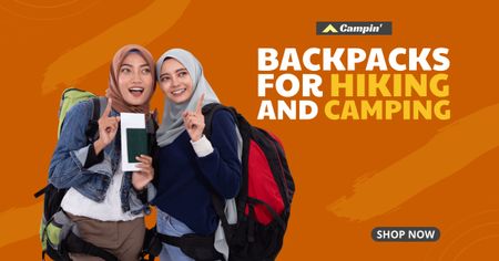 Camping Backpacks Sale Offer Facebook ADデザインテンプレート