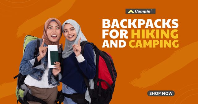 Camping Backpacks Sale Offer Facebook AD Tasarım Şablonu