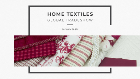 Home Textiles Global Event Announcement in Red FB event cover Design Template