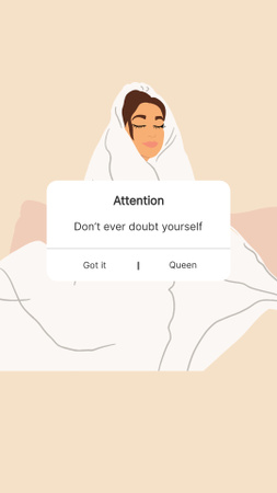 Girl Power Motivation with Cute Girl in Blanket Instagram Story tervezősablon