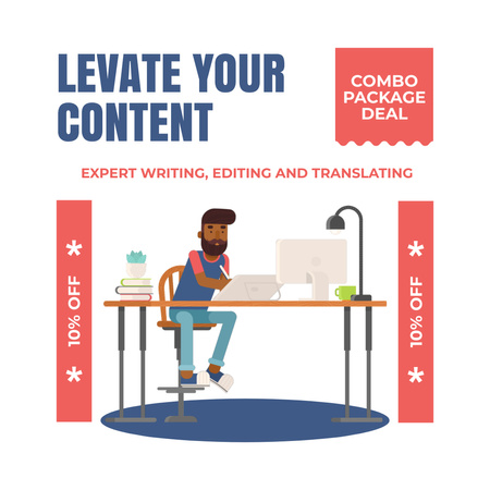 Designvorlage Kombipaket für Schreib- und Bearbeitungsservice für Animated Post