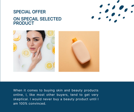 Beauty Product Ad with Testimonial Facebook Design Template