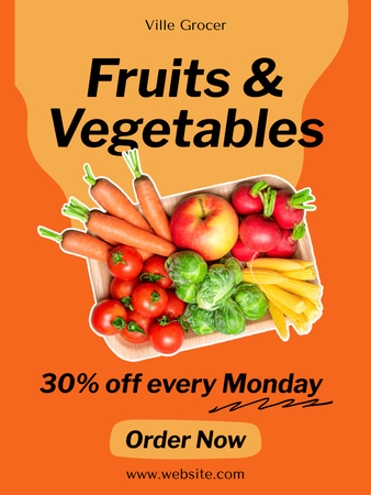 Scheduled Sale Offer For Fruits And Veggies Poster US Design Template