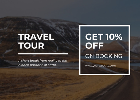 Travel Tour Discount on Background of Wilderness Card Design Template