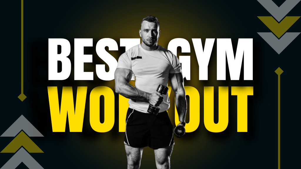 Template di design Fitness Club Ad with Strong Muscular Man Youtube Thumbnail