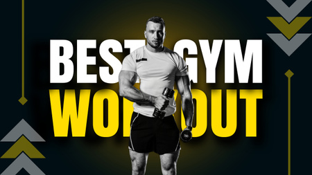 Fitness Club Ad with Strong Muscular Man Youtube Thumbnail Design Template