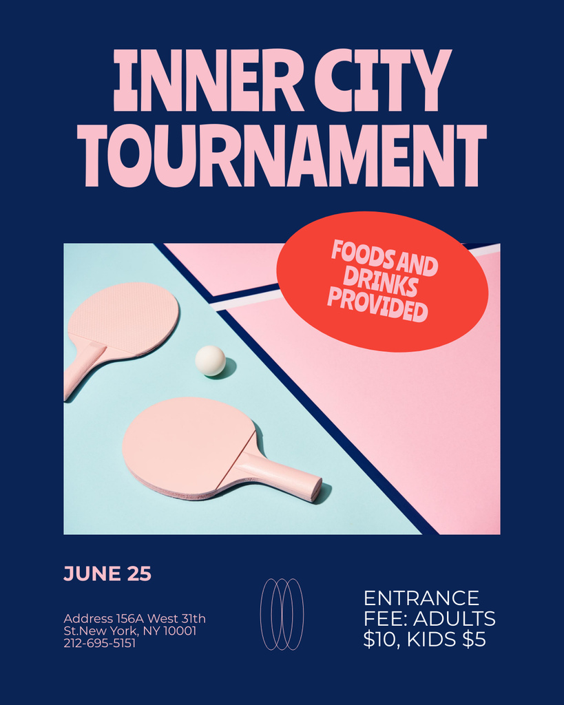 Intercity Tennis Tournament Announcement on Blue Poster 16x20in Šablona návrhu