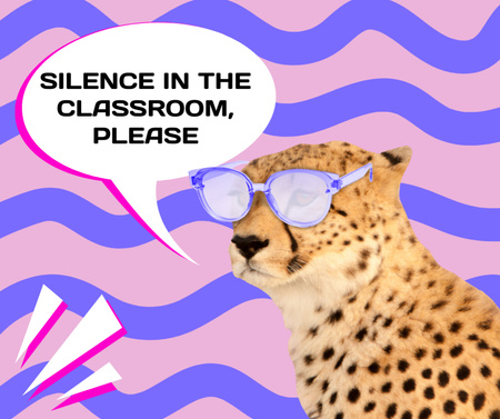 Funny Leopard in Teacher's Glasses Facebook Design Template