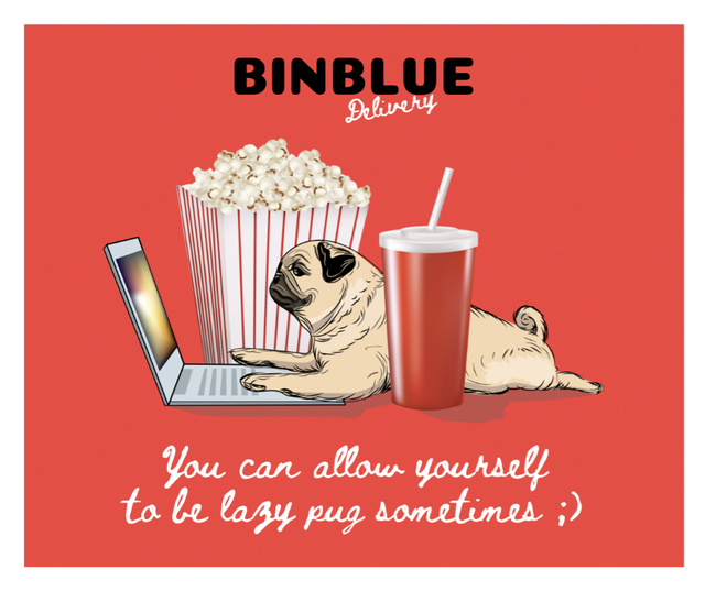 Platilla de diseño Funny Dog typing on Laptop with Popcorn Facebook