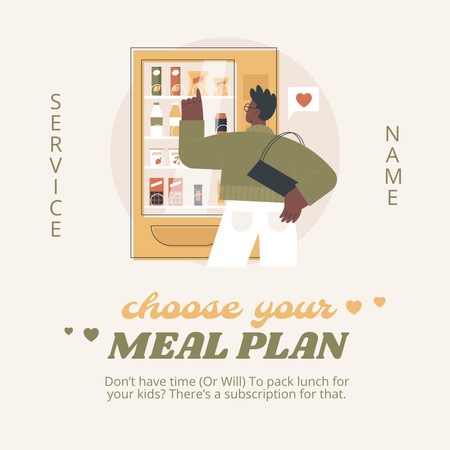 食事プラン付きの学校給食広告 Animated Postデザインテンプレート