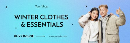 Stylish Couple in Winter Clothes Email header Design Template