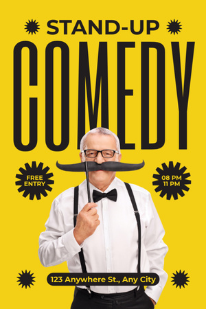 Man with Funny Mustache on Comedy Show Tumblr Design Template