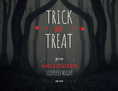 Designvorlage Mysterious Halloween Night Celebration And Forest für Flyer 8.5x11in Horizontal