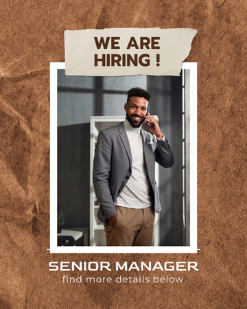 Platilla de diseño Senior Manager Vacancy Ad Instagram Post Vertical