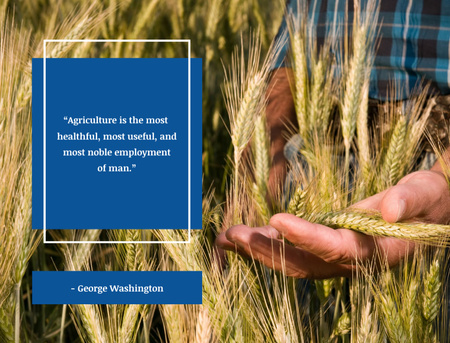 Farmer Working In Field And Quote About Agriculture Postcard 4.2x5.5in Design Template