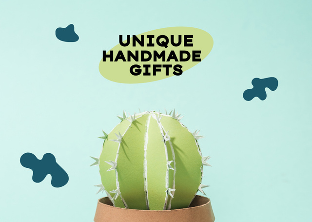 Designvorlage Promoting Unique Handmade Presents With Cacti für Flyer A6 Horizontal