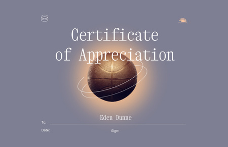 Platilla de diseño Award of Appreciation on Basketball Achievement Certificate 5.5x8.5in