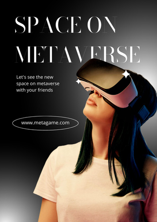 Woman in Virtual Reality Glasses Poster Tasarım Şablonu