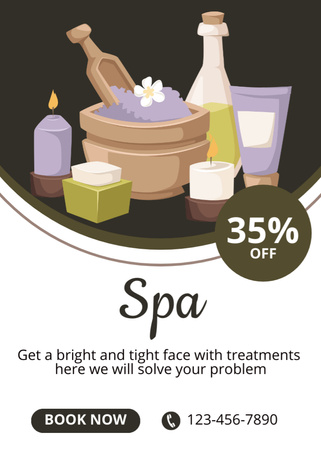 Spa Studio Advertisement with Candles and Sea Salt Flayer Design Template