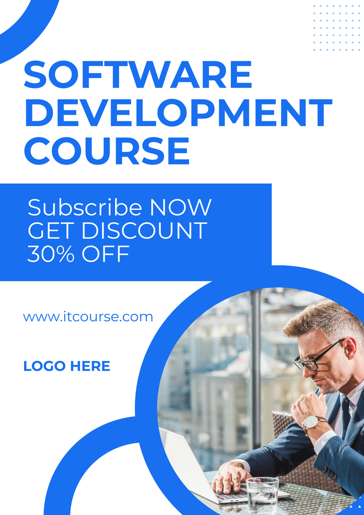 Man on Software Development Course Poster Πρότυπο σχεδίασης