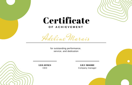 Outstanding Performance and Service Achievements Certificate 5.5x8.5in Design Template