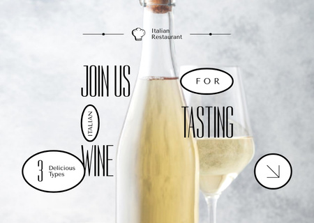 Anúncio de degustação de vinhos com garrafa e uvas Flyer A6 Horizontal Modelo de Design