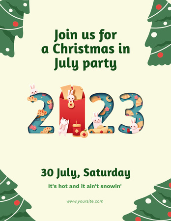 July Christmas Party Announcement Flyer 8.5x11in Design Template