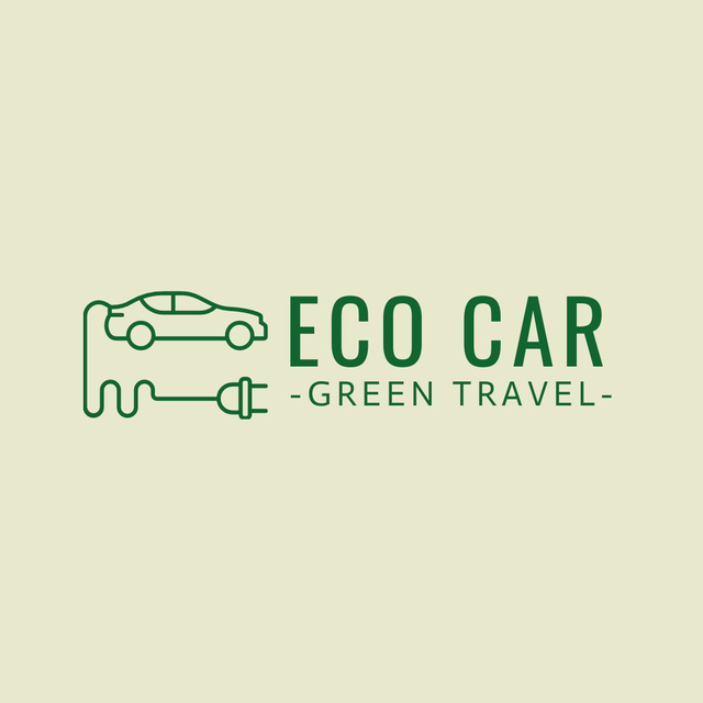 Emblem with Eco Car for Green Travel Logo 1080x1080px Šablona návrhu