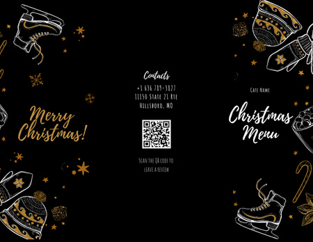 Christmas dishes course Menu 11x8.5in Tri-Fold Design Template