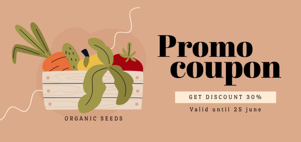 Organic Seeds Sale Offer on Beige Coupon Din Large Πρότυπο σχεδίασης