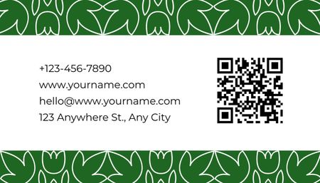 Florist's Services Green Thanks Business Card US Design Template