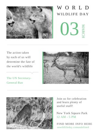 Designvorlage World Wildlife Day Animals in Natural Habitat für Flayer