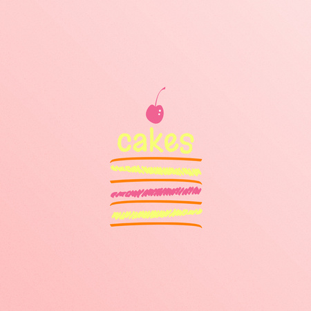 Bakery Emblem with Cute Cherry Cake Logo Design Template