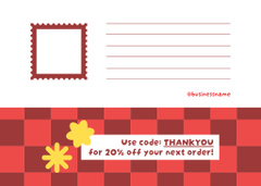 Thank You Phrase with Yellow Abstract Flowers on Checkered Pattern