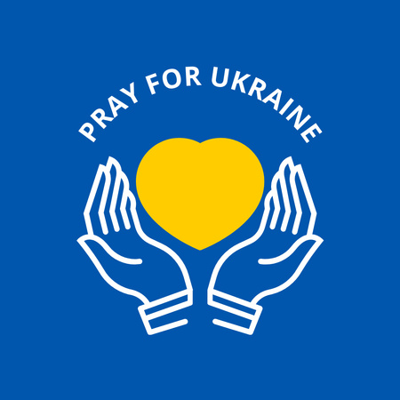 Pray for Ukraine Phrase with Hands Instagram Design Template