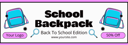 Plantilla de diseño de Colección de mochilas escolares con descuento Tumblr 