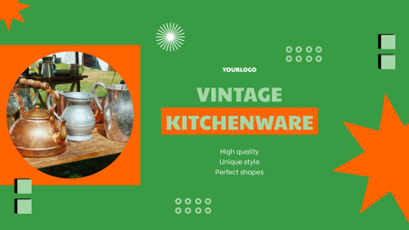 Vintage Kitchenware Market In Green Full HD video Design Template