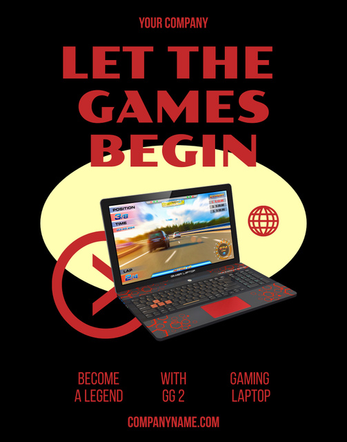 Promotion of Gaming Laptop Poster 22x28in Design Template
