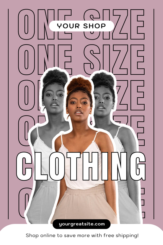 Offer of One Size Clothing with Pretty Woman Pinterest Πρότυπο σχεδίασης