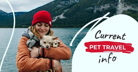 Designvorlage Woman and Dog Travelling together für Facebook AD