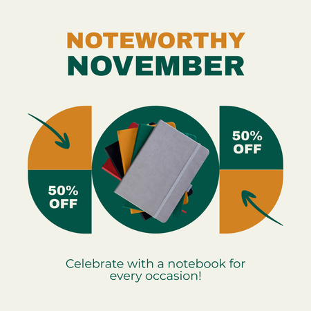 Discount Offer on Notebooks in Stationery Shops Instagram Design Template